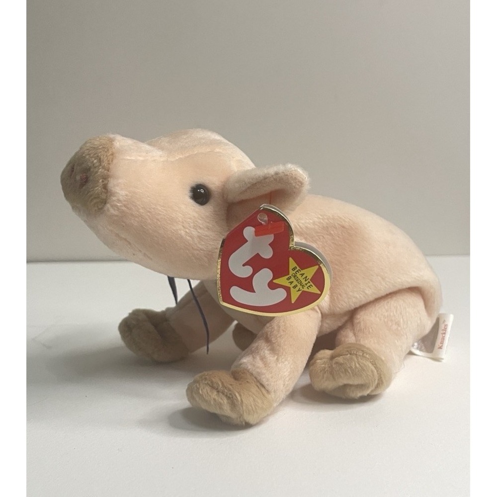 Ty Beanie Baby Knuckles the Pig Retired Collectible Heart Tag Intact